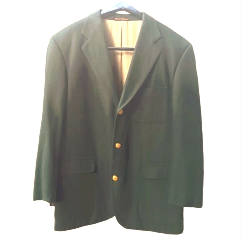 Falconnable Men's Forest Green 3 Button 3 Pocket Wool Blazer M
